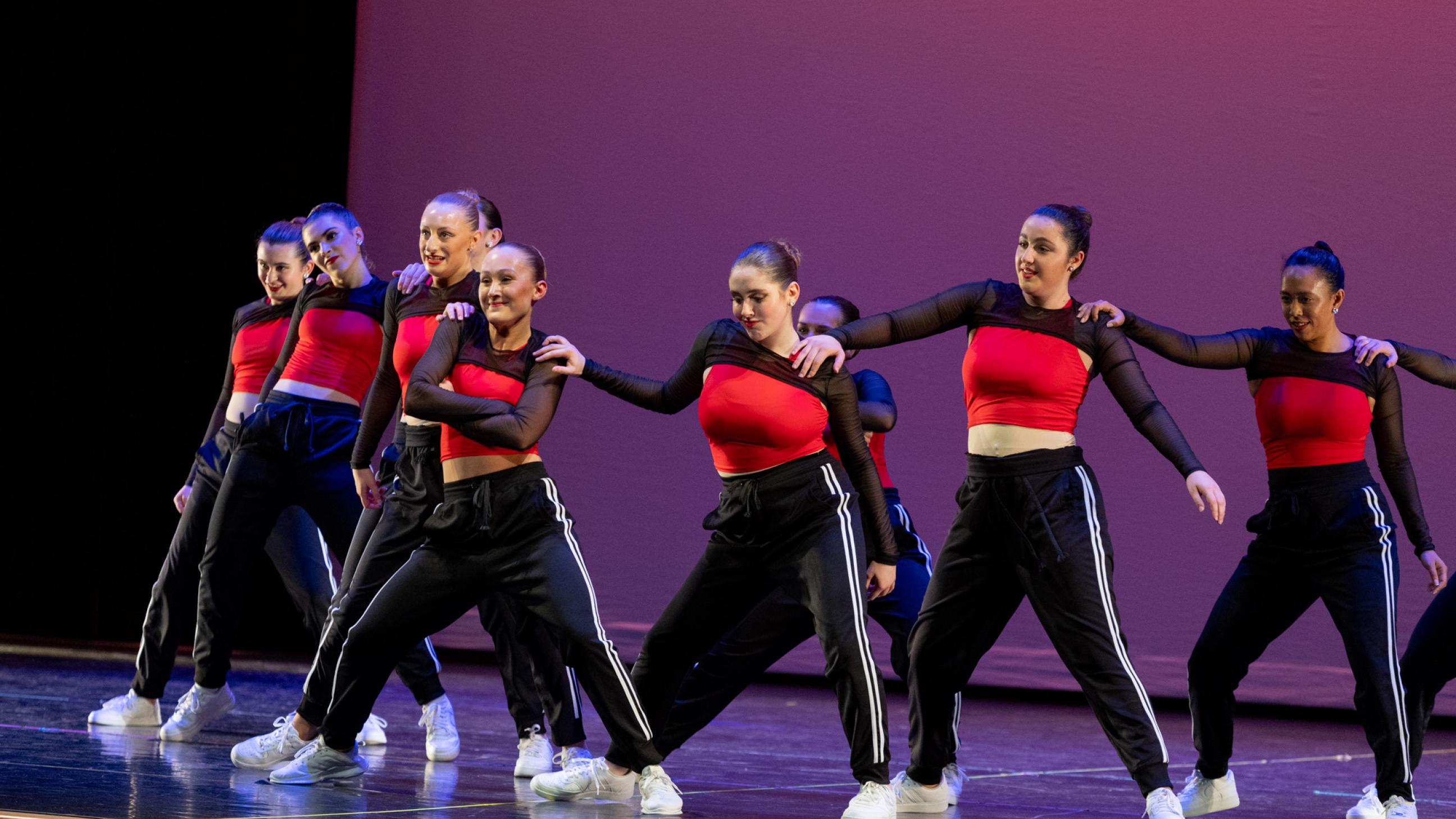 Hip Hop Dancers dresses in Red and Black