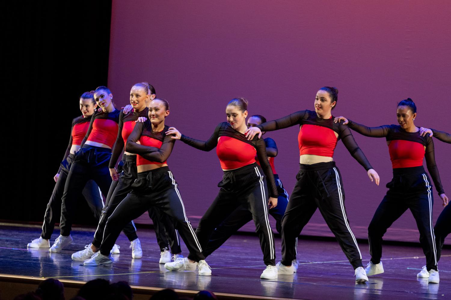 Hip Hop Dancers dresses in Red and Black