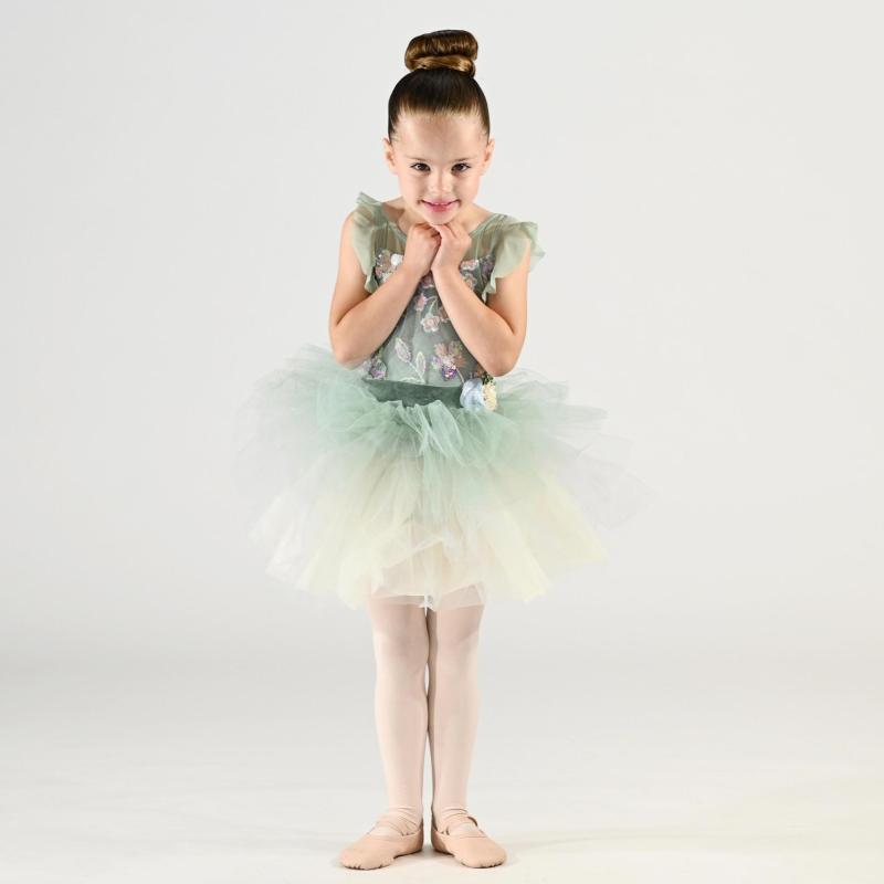 Young ballerina in light green tutu